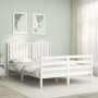 White solid wood bed frame with headboard 140x190 cm by , Beds and slatted bases - Ref: Foro24-3194162, Price: 151,29 €, Disc...