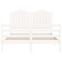 White solid wood bed frame with headboard 140x190 cm by , Beds and slatted bases - Ref: Foro24-3194162, Price: 151,29 €, Disc...