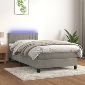 Boxspringbett mit Matratze und hellgrauem LED-Samt 80x200 cm von , Betten und Lattenroste - Ref: Foro24-3134489, Preis: 286,1...