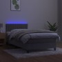 Cama box spring colchón y LED terciopelo gris claro 80x200 cm de , Camas y somieres - Ref: Foro24-3134489, Precio: 281,18 €, ...