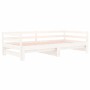 Trundle sofa bed solid white pine wood 90x190 cm by , Beds and slatted bases - Ref: Foro24-840136, Price: 168,94 €, Discount: %