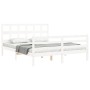 Double bed frame with white solid wood headboard by , Beds and slatted bases - Ref: Foro24-3194837, Price: 151,71 €, Discount: %