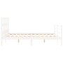 Double bed frame with white solid wood headboard by , Beds and slatted bases - Ref: Foro24-3194837, Price: 151,71 €, Discount: %