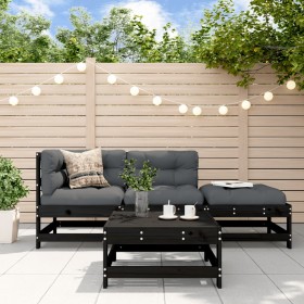 Garden furniture set 4 pieces solid black pine wood by , Garden sets - Ref: Foro24-3186498, Price: 262,23 €, Discount: %