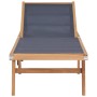 Folding sun lounger with wheels solid teak and textilene by vidaXL, Loungers - Ref: Foro24-44668, Price: 287,42 €, Discount: %