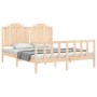 Bed frame with solid wood headboard 160x200 cm by , Beds and slatted bases - Ref: Foro24-3192306, Price: 162,99 €, Discount: %