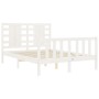 Double bed frame with white solid wood headboard by , Beds and slatted bases - Ref: Foro24-3192792, Price: 170,54 €, Discount: %