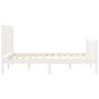 Double bed frame with white solid wood headboard by , Beds and slatted bases - Ref: Foro24-3192792, Price: 170,54 €, Discount: %