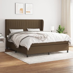 Cama box spring con colchón tela marrón oscuro 160x200 cm de , Camas y somieres - Ref: Foro24-3128136, Precio: 598,99 €, Desc...