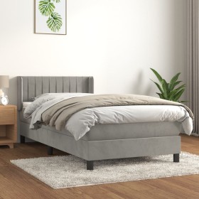 Box spring bed with light gray velvet mattress 80x200 cm by , Beds and slatted bases - Ref: Foro24-3131045, Price: 292,66 €, ...