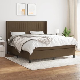 Cama box spring con colchón tela marrón oscuro 180x200 cm de , Camas y somieres - Ref: Foro24-3131612, Precio: 632,13 €, Desc...