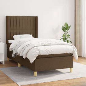 Cama box spring con colchón tela marrón oscuro 80x200 cm de , Camas y somieres - Ref: Foro24-3132108, Precio: 323,57 €, Descu...