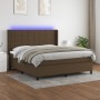 Box spring bed mattress LED lights dark brown fabric 160x200cm by , Beds and slatted bases - Ref: Foro24-3138328, Price: 601,...