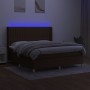 Box spring bed mattress LED lights dark brown fabric 180x200cm by , Beds and slatted bases - Ref: Foro24-3139056, Price: 630,...