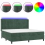 Cama box spring colchón y LED terciopelo verde oscuro 200x200cm de , Camas y somieres - Ref: Foro24-3139706, Precio: 747,45 €...