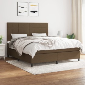 Cama box spring con colchón tela marrón oscuro 160x200 cm de , Camas y somieres - Ref: Foro24-3141788, Precio: 582,99 €, Desc...