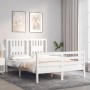 Estructura cama de matrimonio con cabecero madera maciza blanco de , Camas y somieres - Ref: Foro24-3194547, Precio: 152,11 €...