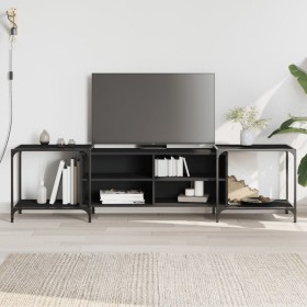 Black engineered wood TV cabinet 203x37x50 cm by , TV Furniture - Ref: Foro24-837607, Price: 81,48 €, Discount: %