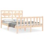 Double bed frame with solid wood headboard by , Beds and slatted bases - Ref: Foro24-3192531, Price: 151,99 €, Discount: %