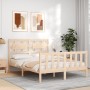 Double bed frame with solid wood headboard by , Beds and slatted bases - Ref: Foro24-3192531, Price: 151,99 €, Discount: %