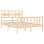 Double bed frame with solid wood headboard by , Beds and slatted bases - Ref: Foro24-3192531, Price: 151,99 €, Discount: %