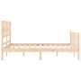 Double bed frame with solid wood headboard by , Beds and slatted bases - Ref: Foro24-3192531, Price: 151,99 €, Discount: %