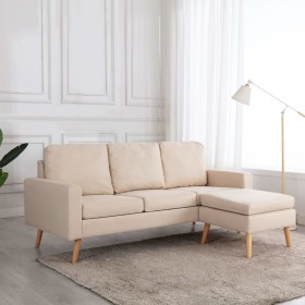 3-seater sofa with cream fabric footrest by , Sofas - Ref: Foro24-288726, Price: 379,99 €, Discount: %