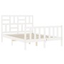 Double bed frame with white solid wood headboard by , Beds and slatted bases - Ref: Foro24-3193052, Price: 168,30 €, Discount: %