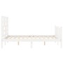 Double bed frame with white solid wood headboard by , Beds and slatted bases - Ref: Foro24-3193052, Price: 168,30 €, Discount: %