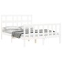 Double bed frame with white solid wood headboard by , Beds and slatted bases - Ref: Foro24-3192987, Price: 160,99 €, Discount: %