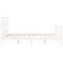 Double bed frame with white solid wood headboard by , Beds and slatted bases - Ref: Foro24-3192987, Price: 160,99 €, Discount: %