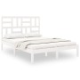 White solid wood bed frame 135x190 cm by , Beds and slatted bases - Ref: Foro24-3105926, Price: 138,64 €, Discount: %