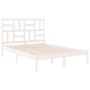 White solid wood bed frame 135x190 cm by , Beds and slatted bases - Ref: Foro24-3105926, Price: 138,64 €, Discount: %