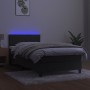 Box spring bed with mattress and LED dark gray velvet 80x200 cm by , Beds and slatted bases - Ref: Foro24-3134490, Price: 270...