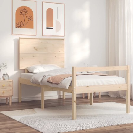 Cama para personas mayores con cabecero madera maciza de , Camas y somieres - Ref: Foro24-3195446, Precio: 124,00 €, Descuent...