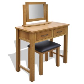 Solid oak wood dressing table with stool by , Bedroom Dressers - Ref: Foro24-242742, Price: 437,99 €, Discount: %