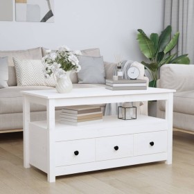 Solid white pine wood coffee table 102x49x55 cm by , Coffee table - Ref: Foro24-820932, Price: 120,19 €, Discount: %