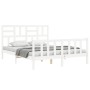 Double bed frame with white solid wood headboard by , Beds and slatted bases - Ref: Foro24-3193082, Price: 155,81 €, Discount: %