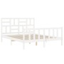 Double bed frame with white solid wood headboard by , Beds and slatted bases - Ref: Foro24-3193082, Price: 155,81 €, Discount: %