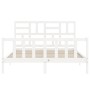 Double bed frame with white solid wood headboard by , Beds and slatted bases - Ref: Foro24-3193082, Price: 155,81 €, Discount: %