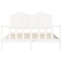 Estructura de cama matrimonio con cabecero madera maciza blanco de , Camas y somieres - Ref: Foro24-3192302, Precio: 173,99 €...