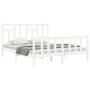 Estructura de cama matrimonio con cabecero madera maciza blanco de , Camas y somieres - Ref: Foro24-3193147, Precio: 151,90 €...