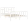 Estructura de cama matrimonio con cabecero madera maciza blanco de , Camas y somieres - Ref: Foro24-3193147, Precio: 151,90 €...