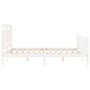 Estructura de cama matrimonio con cabecero madera maciza blanco de , Camas y somieres - Ref: Foro24-3193147, Precio: 151,90 €...