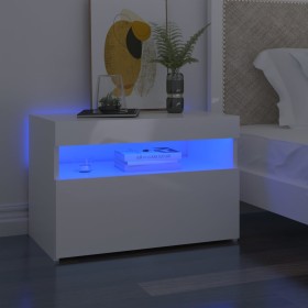 Mesita de noche con LED contrachapada blanco brillo 60x35x40 cm de vidaXL, Mesitas de noche - Ref: Foro24-3082786, Precio: 46...