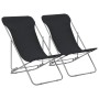 Folding beach chairs 2 units steel and black oxford fabric by vidaXL, Garden chairs - Ref: Foro24-44359, Price: 65,39 €, Disc...