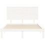 Solid white wood bed frame with headboard 140x190 cm by , Beds and slatted bases - Ref: Foro24-3193642, Price: 153,99 €, Disc...