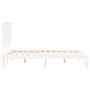 Solid white wood bed frame with headboard 140x190 cm by , Beds and slatted bases - Ref: Foro24-3193642, Price: 153,99 €, Disc...