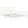 Estructura de cama matrimonio con cabecero madera maciza blanco de , Camas y somieres - Ref: Foro24-3194902, Precio: 155,80 €...