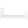 Estructura de cama matrimonio con cabecero madera maciza blanco de , Camas y somieres - Ref: Foro24-3194902, Precio: 155,80 €...